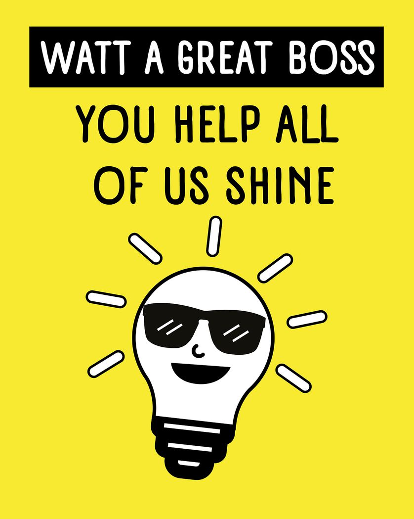Card design "Light bulb moment - group boss day ecard"