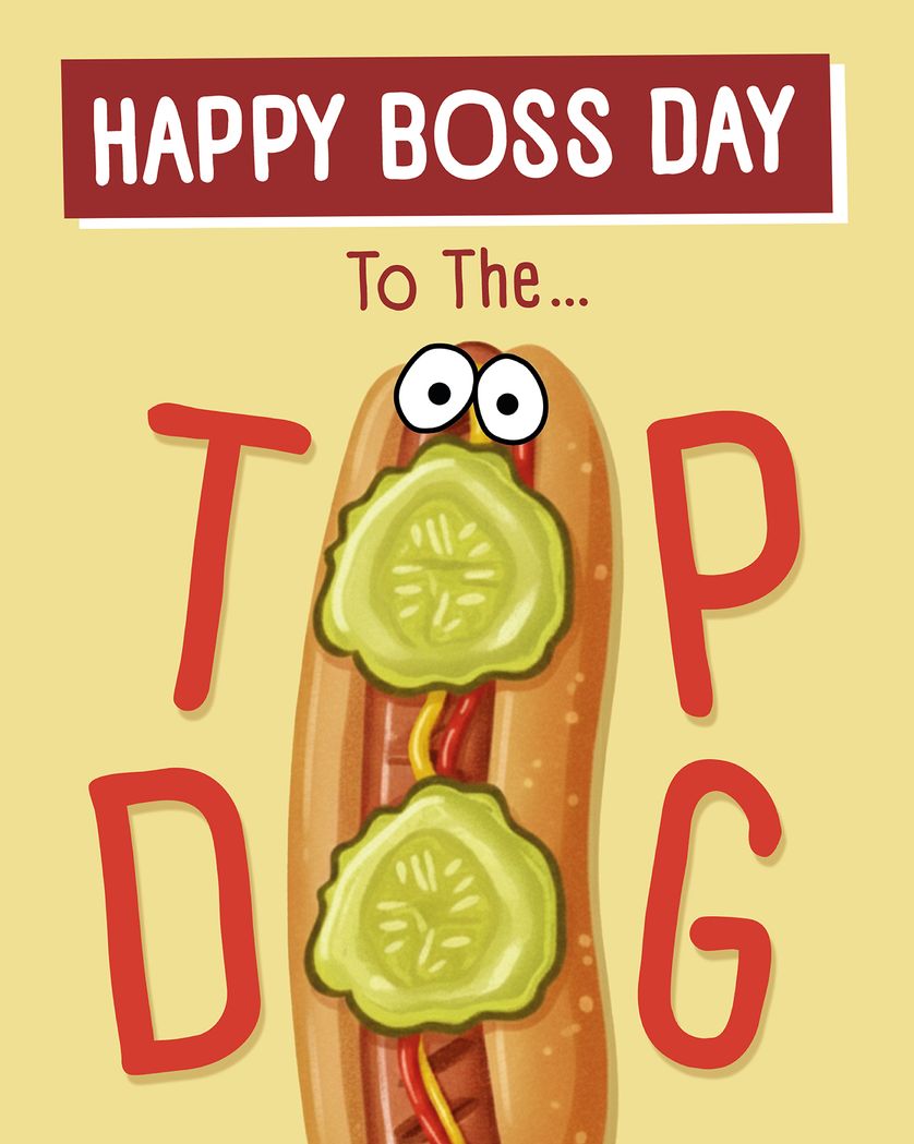 Card design "Hot dog - group boss day ecard"