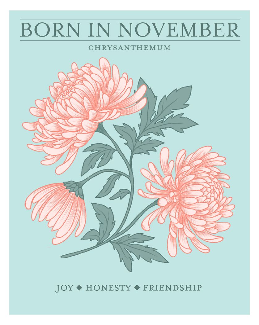 Card design "Birth flower November - group birthday ecard"