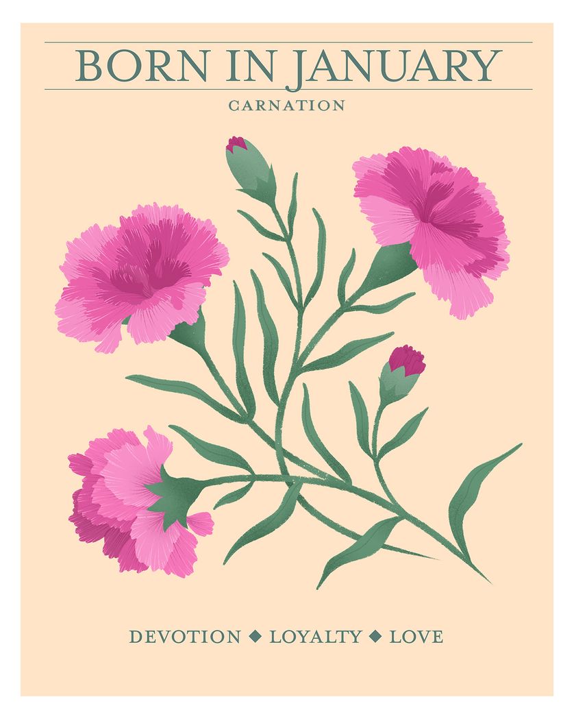 Card design "Birth flower January - group birthday ecard"