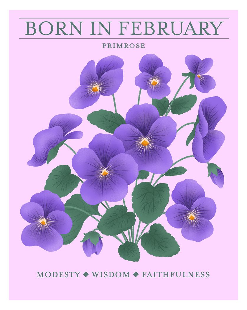 Card design "Birth flower February - group birthday ecard"