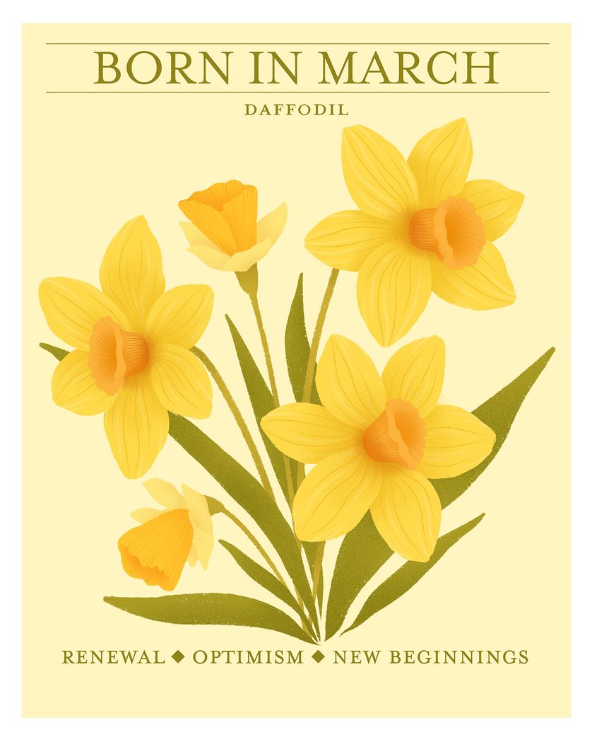Card design "Birth flower March - group birthday ecard"