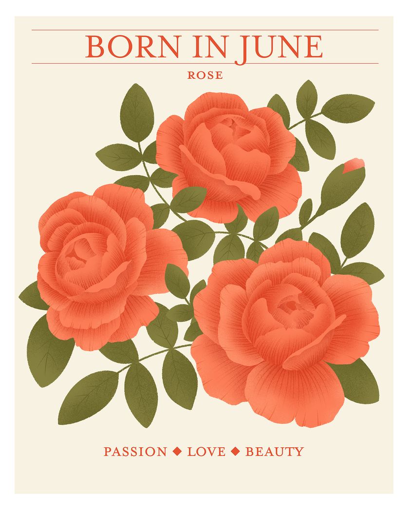 Card design "Birth flower June - group birthday ecard"
