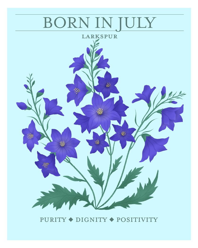 Card design "Birth flower July - group birthday ecard"
