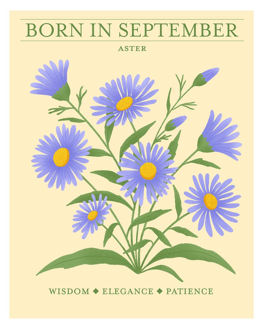 Card design "Birth flower September - group birthday ecard"