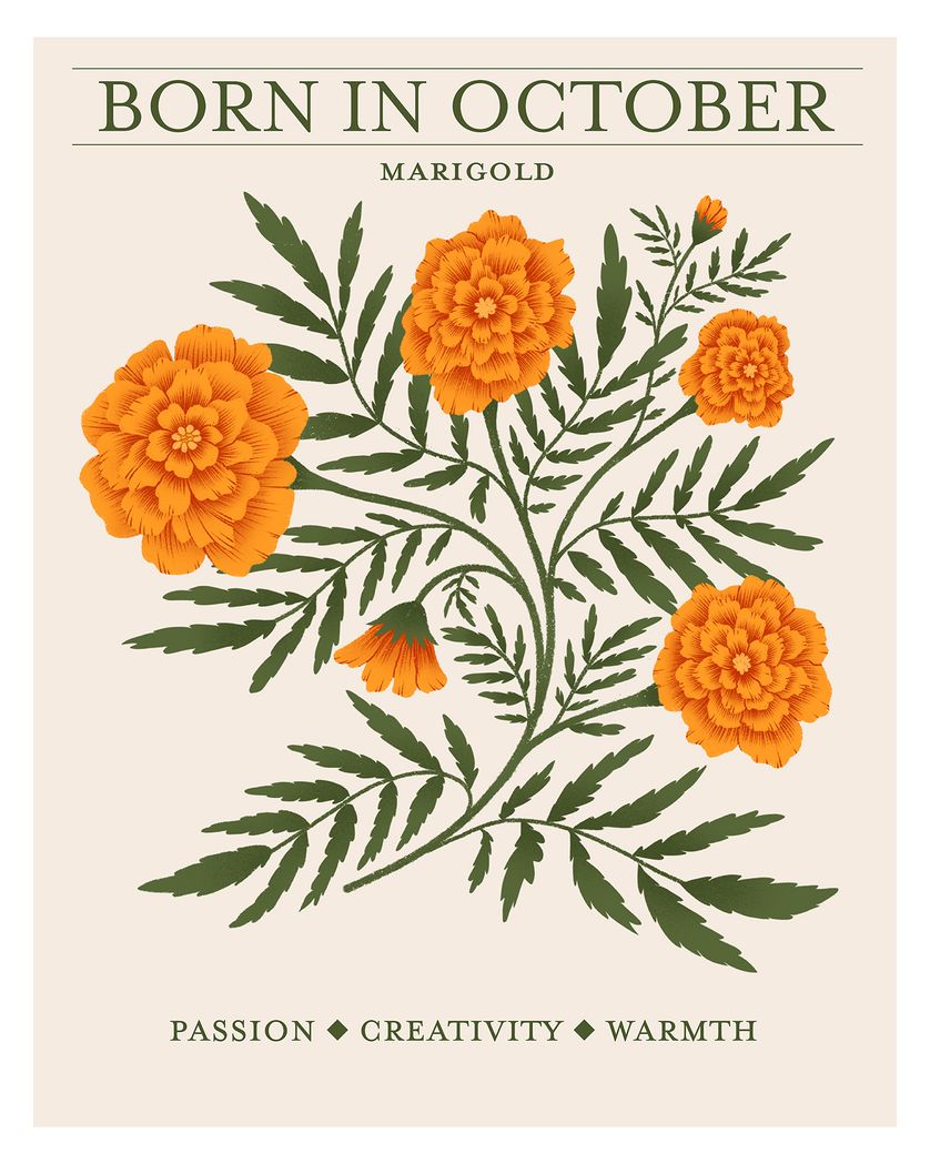 Card design "Birth flower October - group birthday ecard"