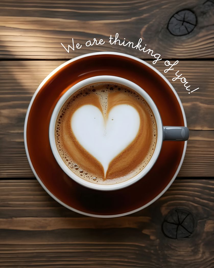 Card design "Double love latte - group sympathy ecard"