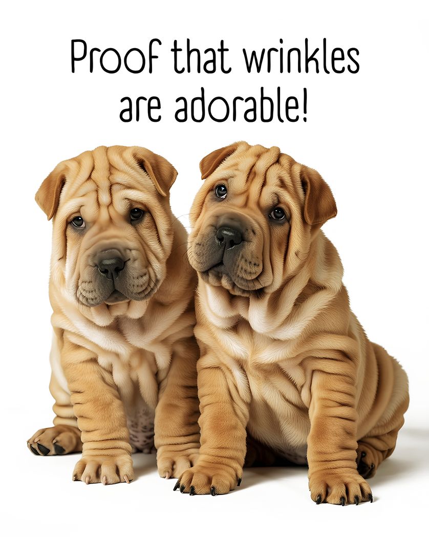 Card design "wrinkle pup- group birthday ecard"