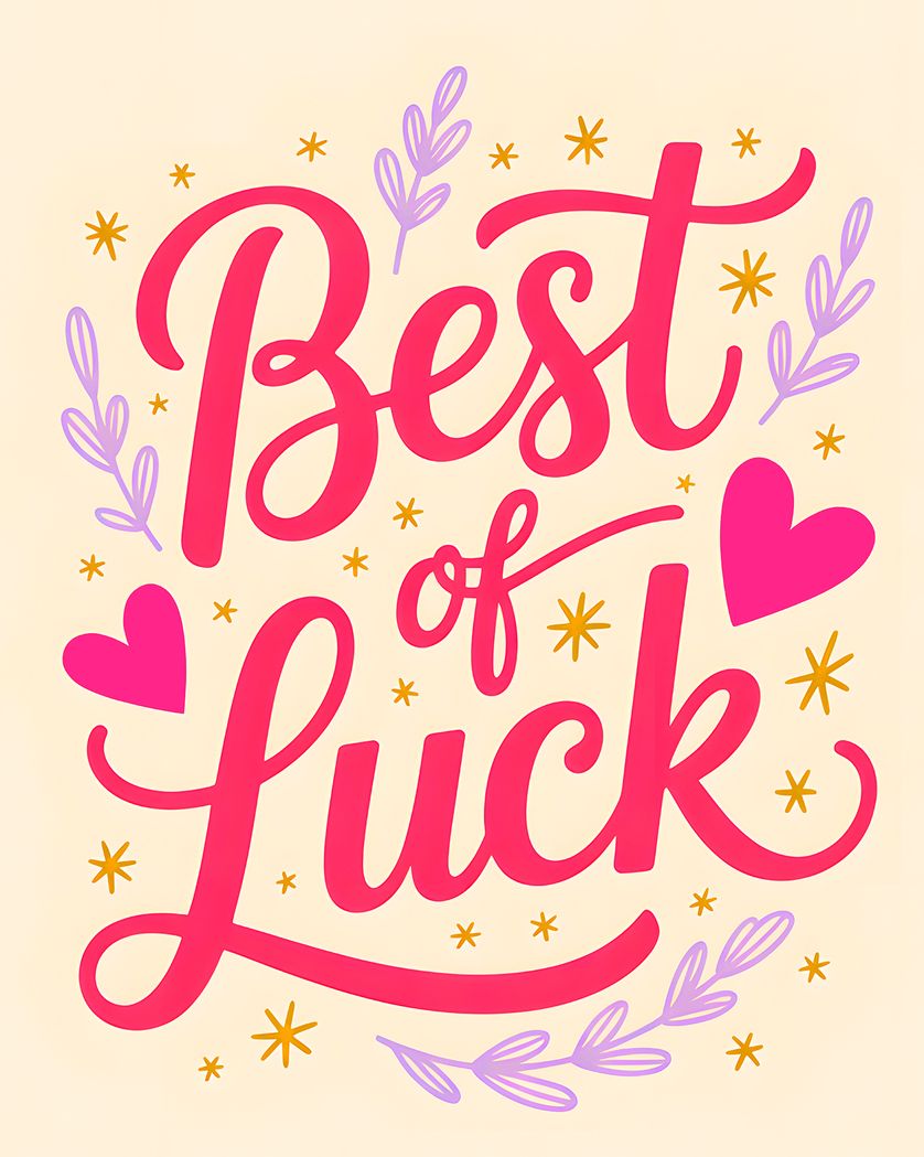 Card design "cursive luck - group leaving ecard"