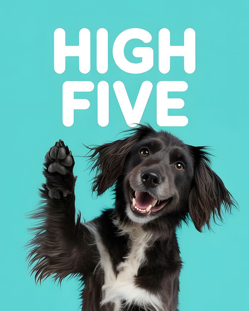 Card design "paws up - group well done ecard"