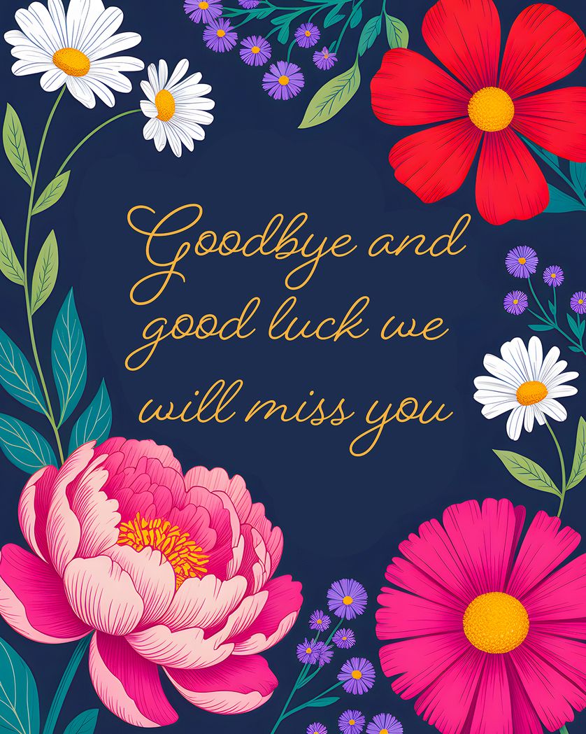 Card design "flowery words - group leaving ecard"