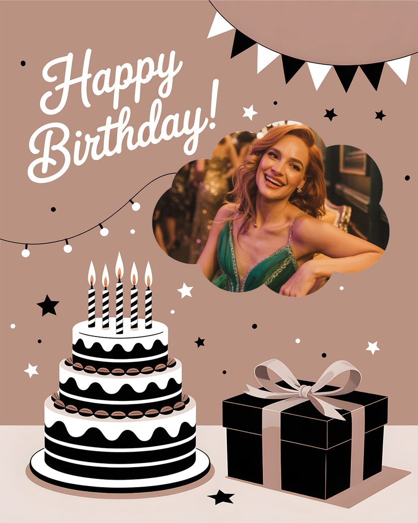 Card design "beige but classy - group birthday ecard"