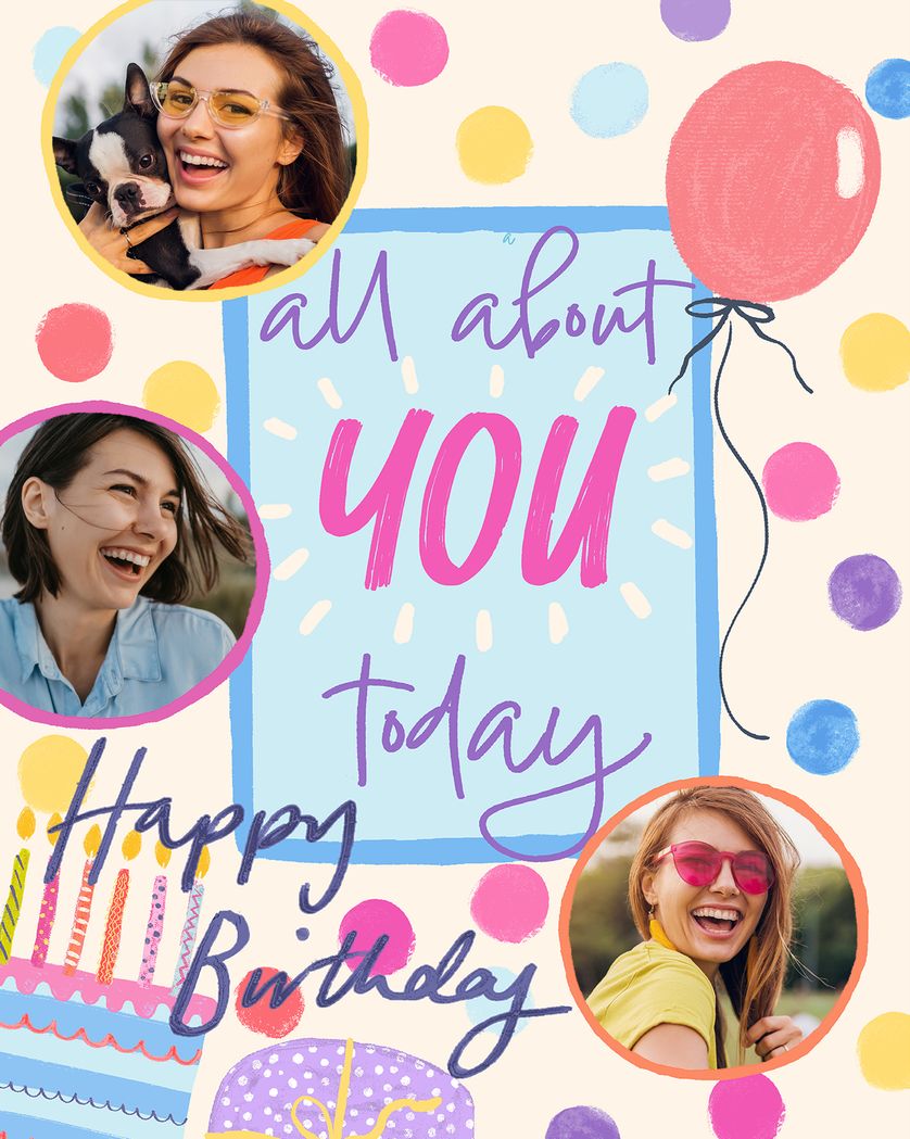 Card design "Bright and bubbly - group birthday ecard"