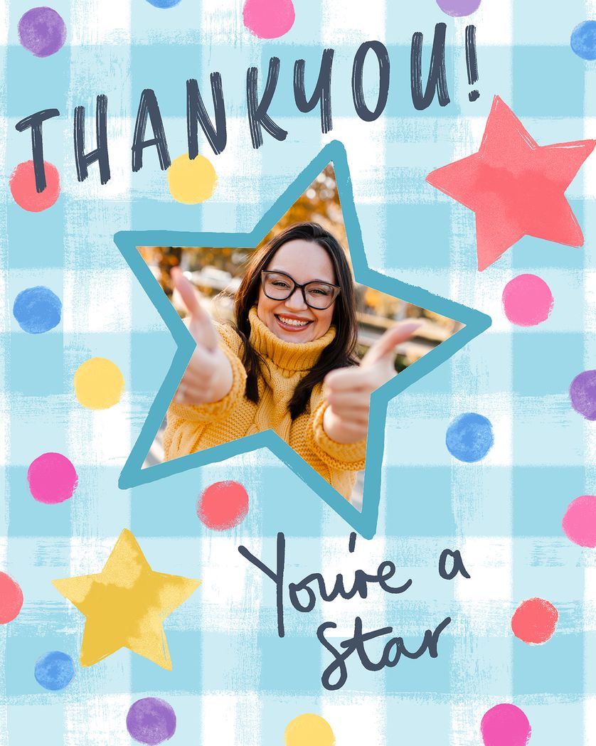 Card design "Gingham thanks - group ecard"