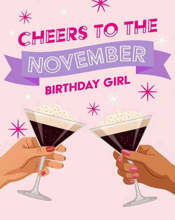Use November drinks - group Birthday ecard
