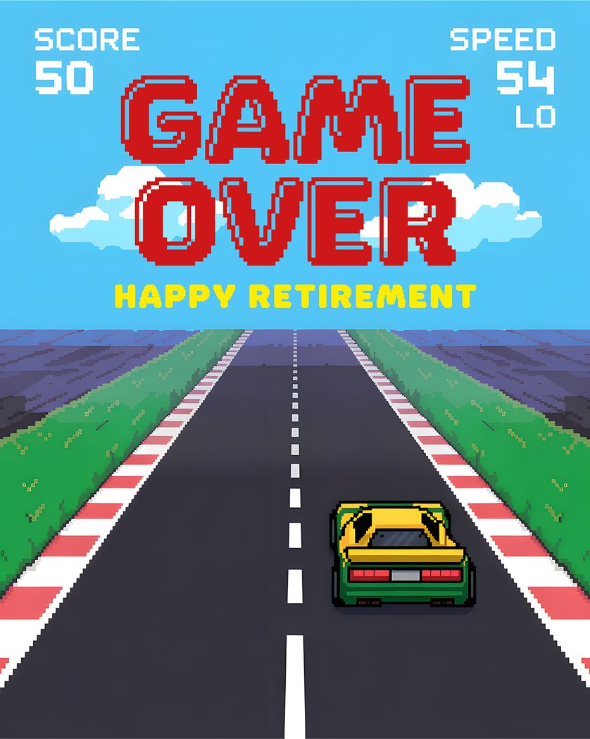 Card design "Top Gear - group retirement ecard"