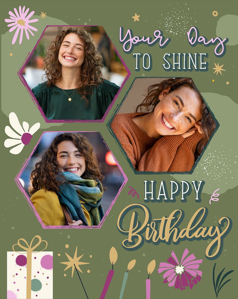 Card design "Happy Hexagons - group birthday ecard"