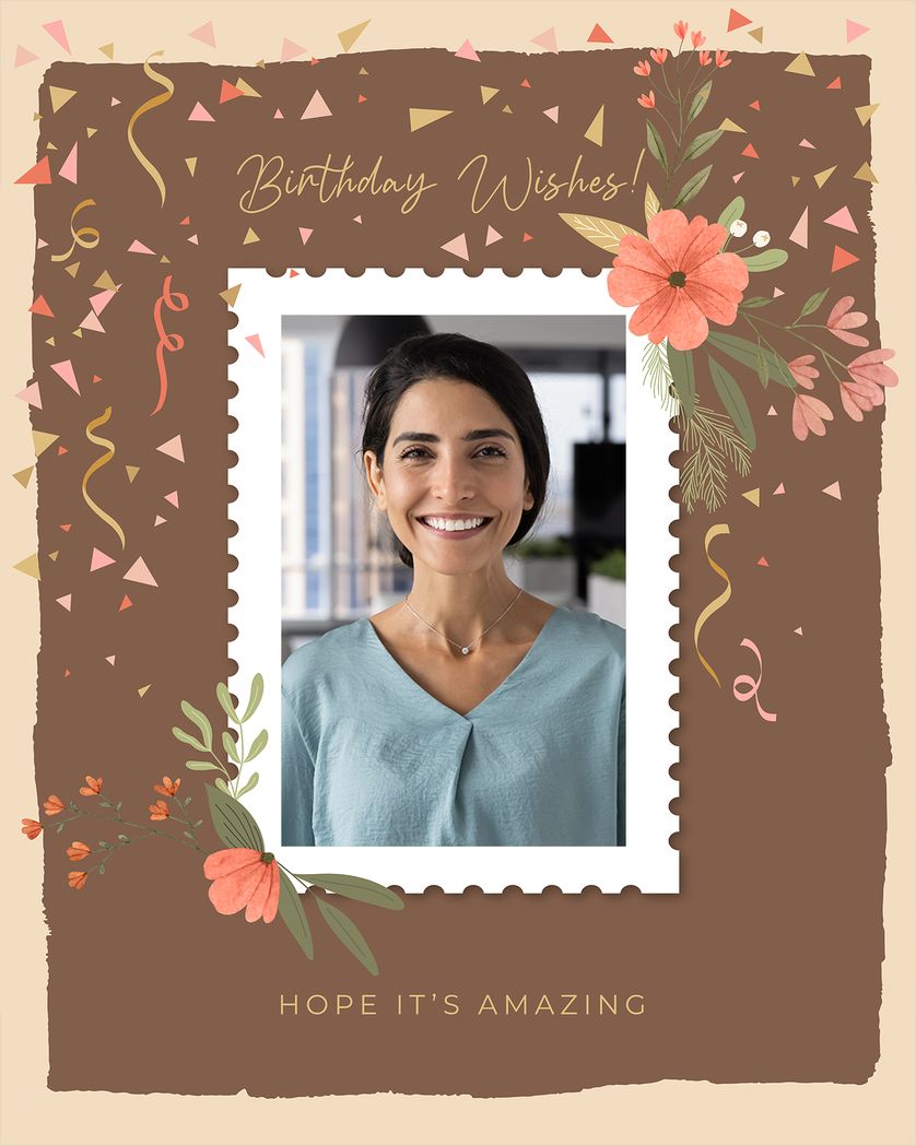 Card design "floral stamp - group birthday ecard"