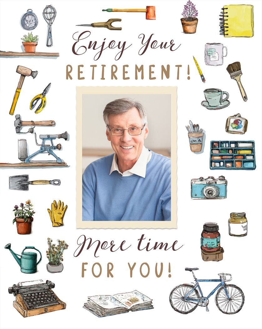 Card design "Hobby time - group retirement ecard"