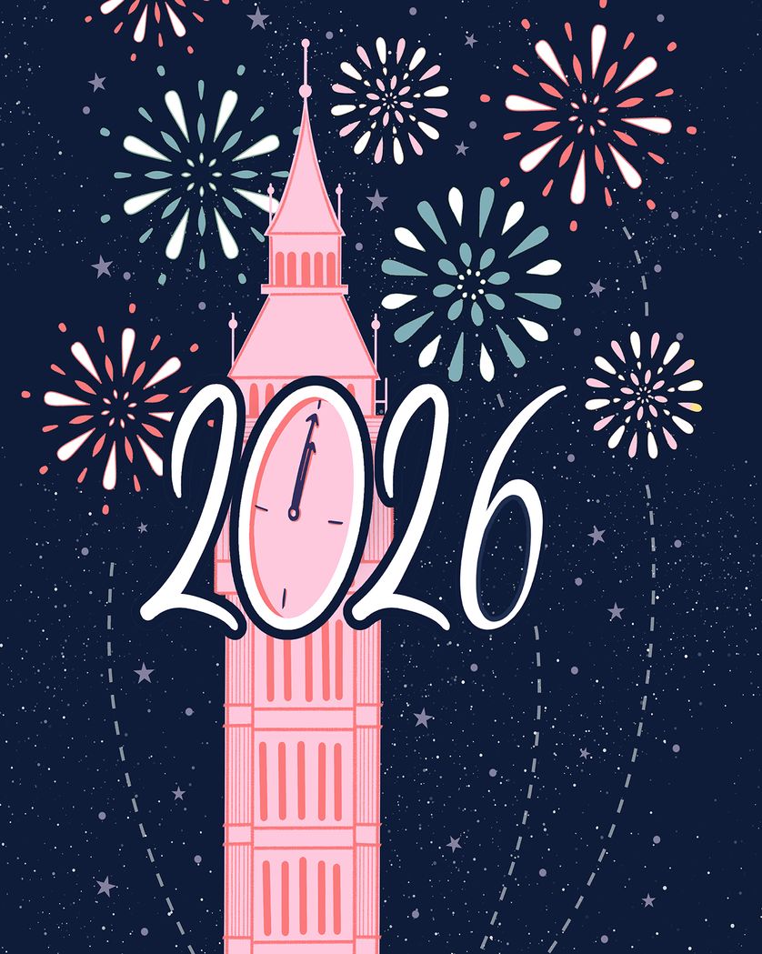 Card design "Big Ben - group new year ecard"