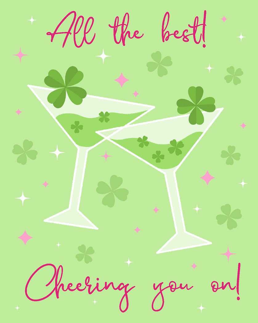 Card design "Clover cocktail - group food luck ecard"
