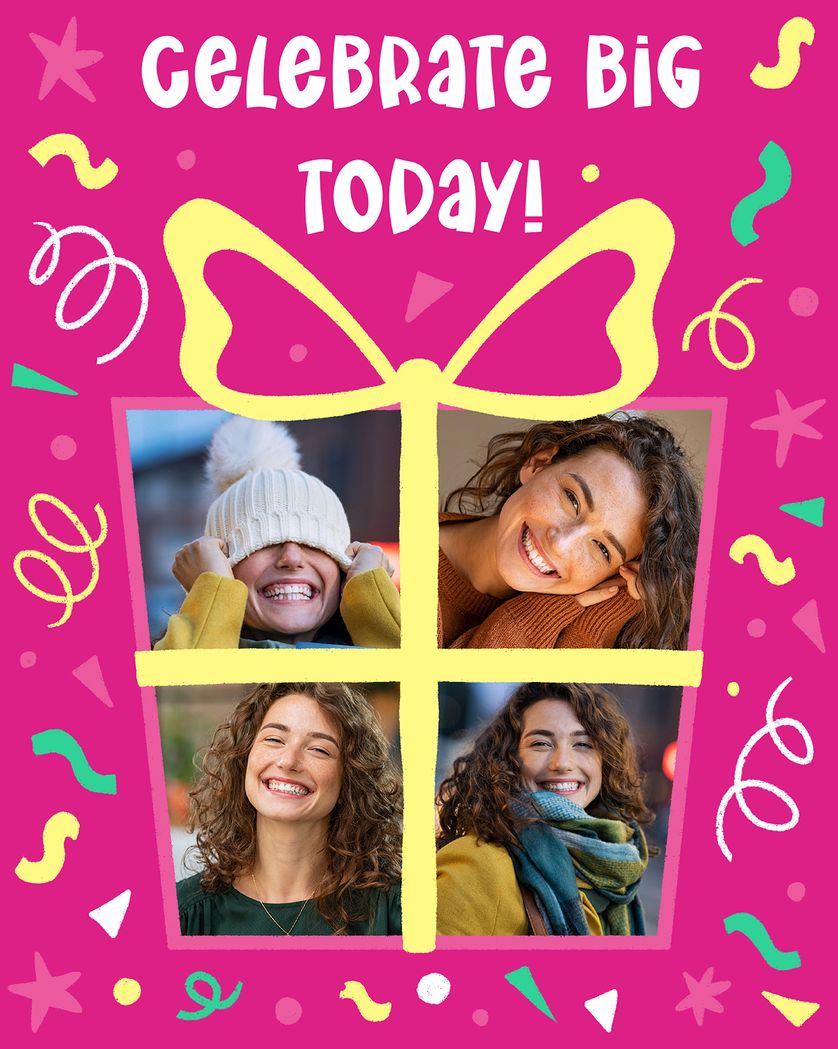 Card design "Doodle gift - group birthday ecard"