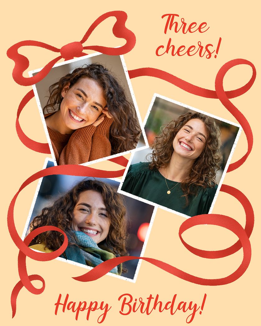 Card design "Ribbons & Bows - group birthday ecard"