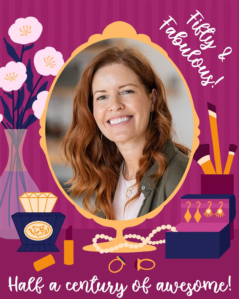 Card design "Dressing table - group birthday ecard"