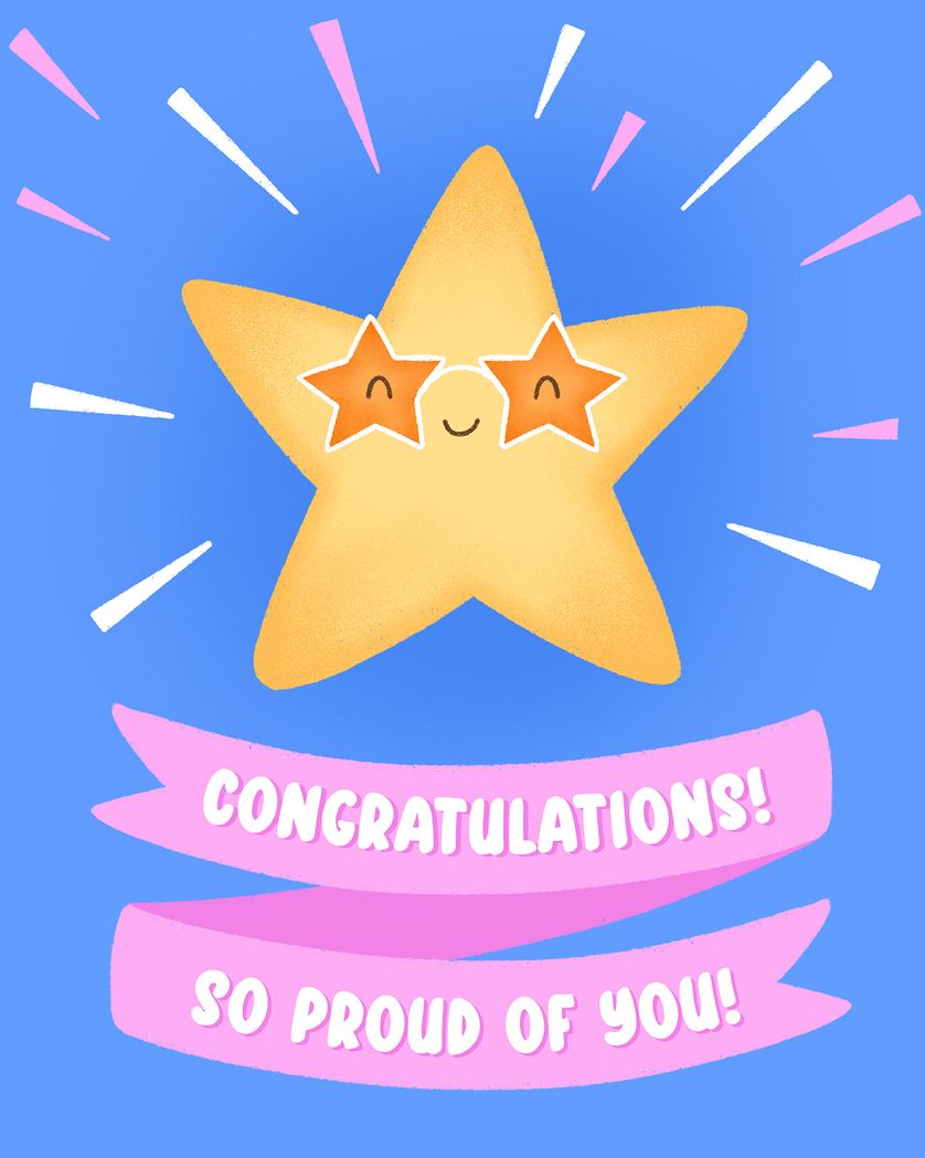 Card design "Star and banner - group congrats ecard"