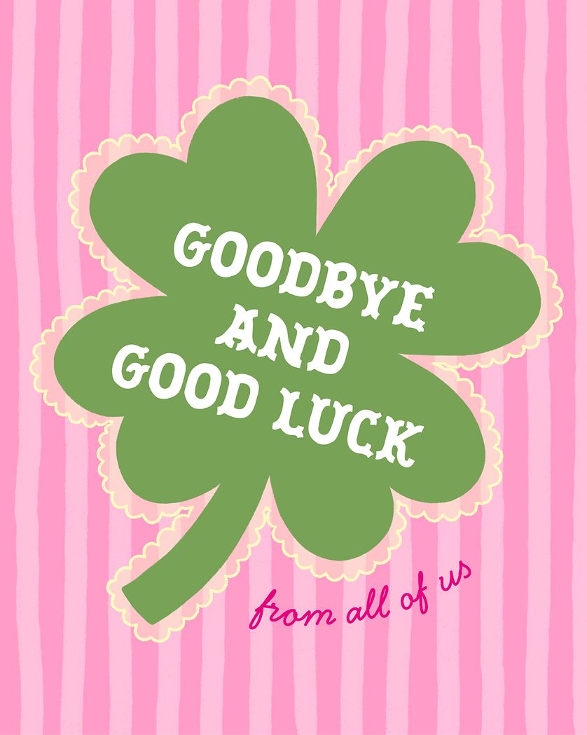 Card design "Lacy clover - group leaving ecard"