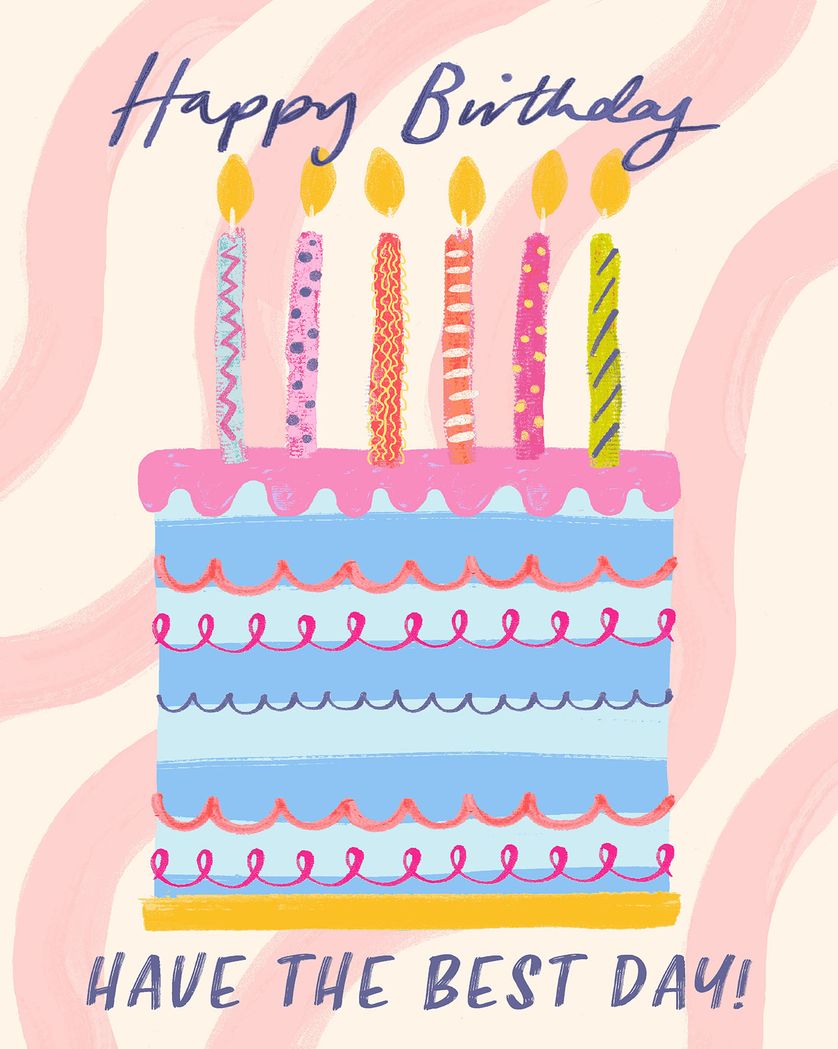 Card design "Curly Cake - group birthday ecard"