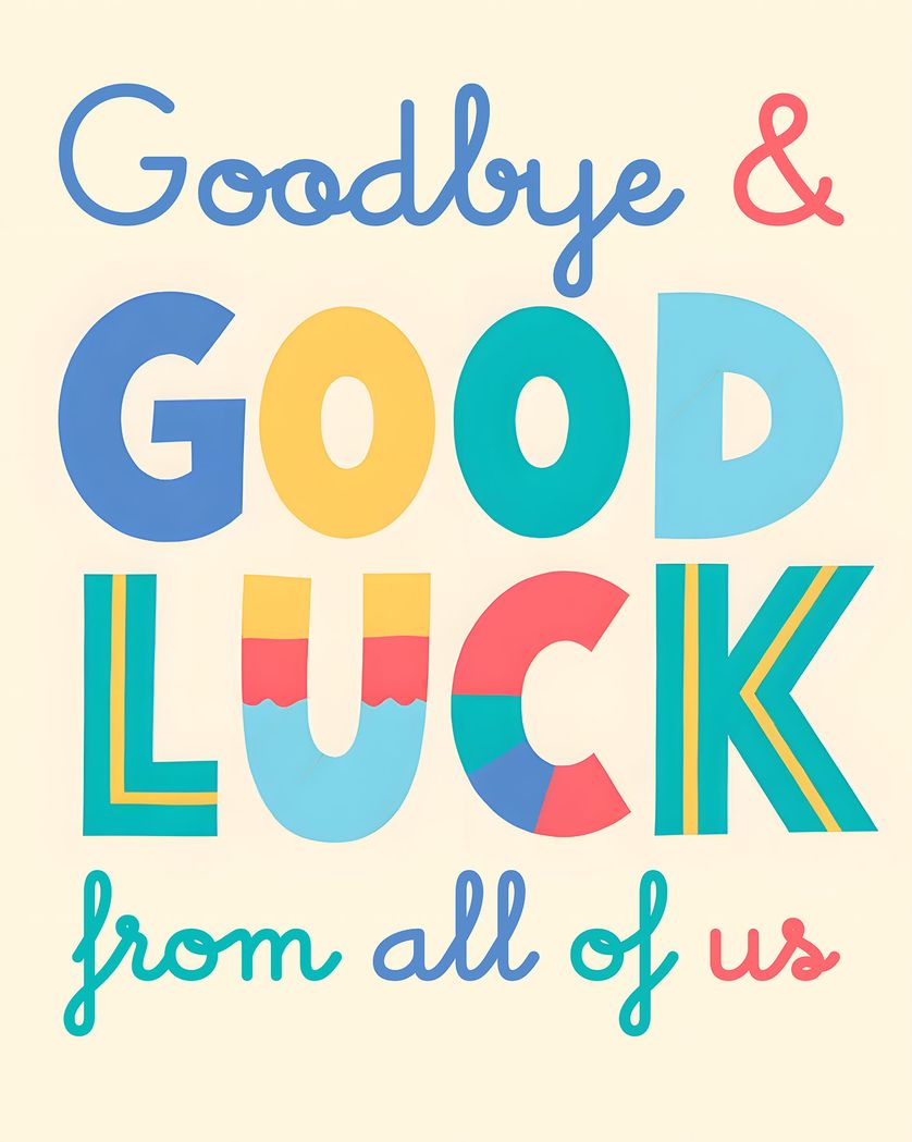 Card design "wordy goodbye - group leaving ecard"