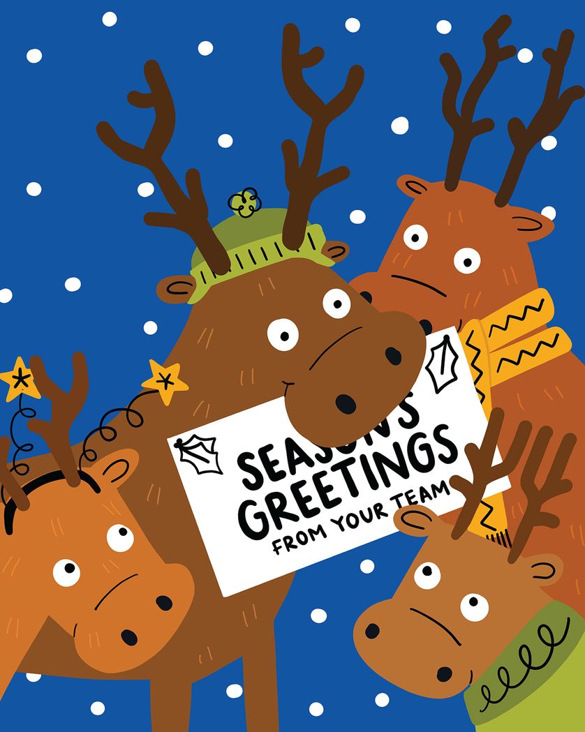 Card design "Reindeer friends - group christmas ecard"