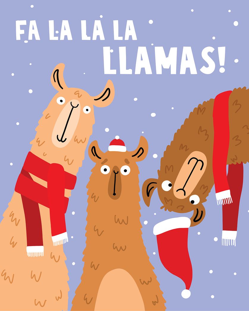 Card design "Llama wonderland - group festive ecard"