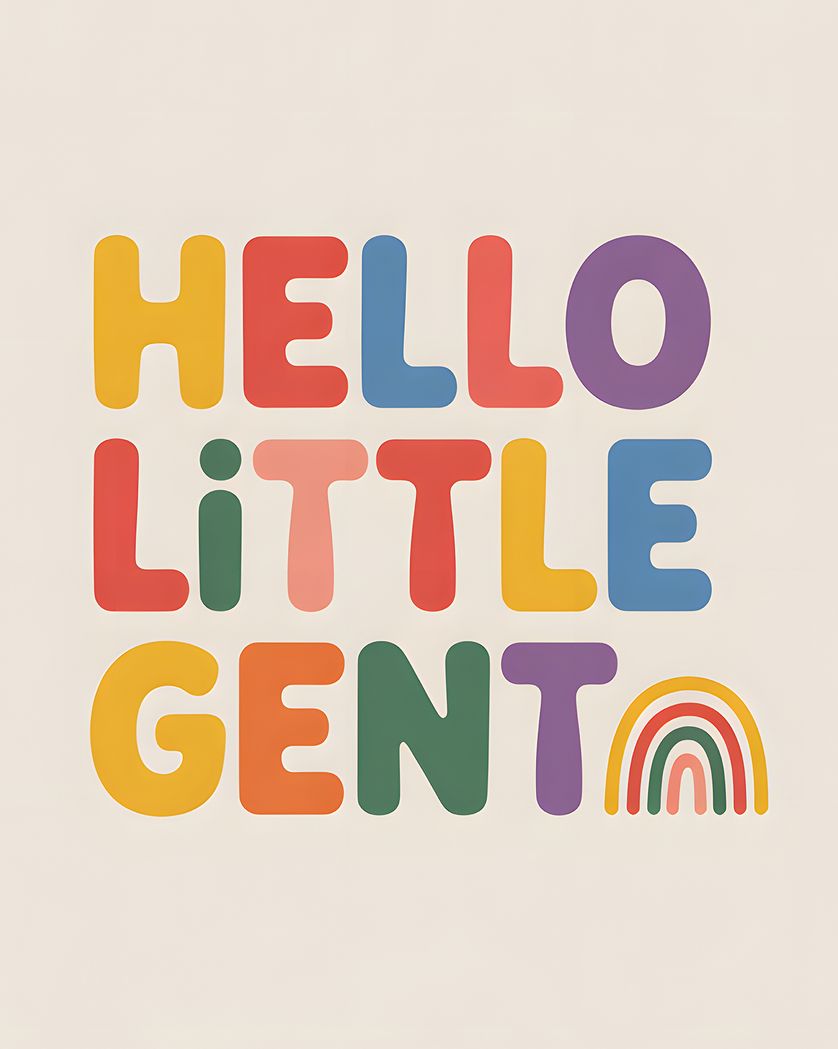 Card design "Rainbow text - group baby ecard"