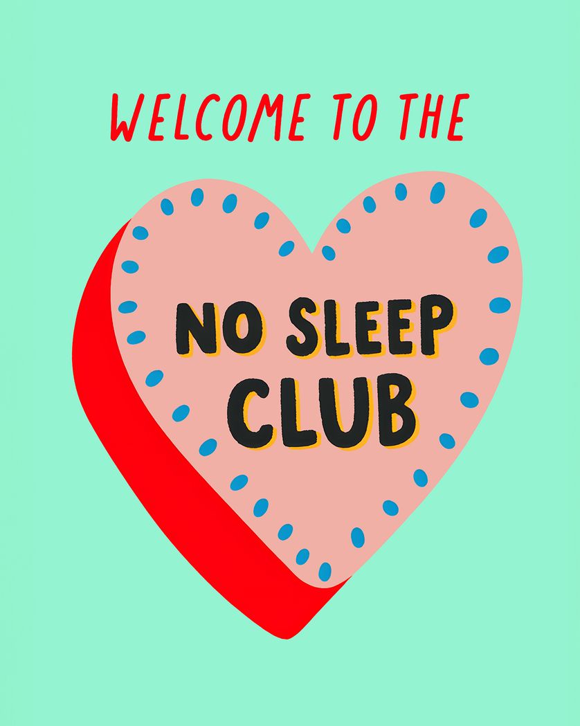 Card design "No sleep till 18 - group baby ecard"