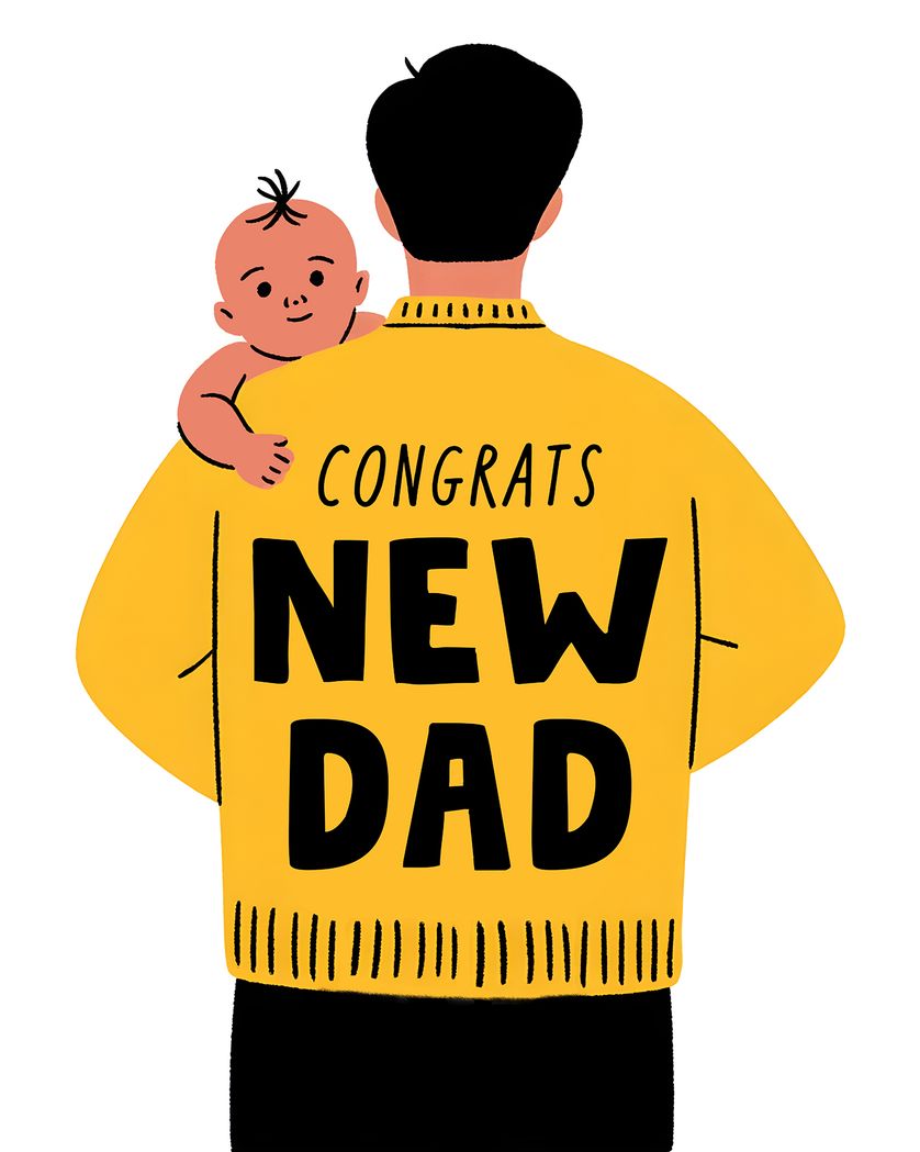 Card design "Dad bod - group baby ecard"