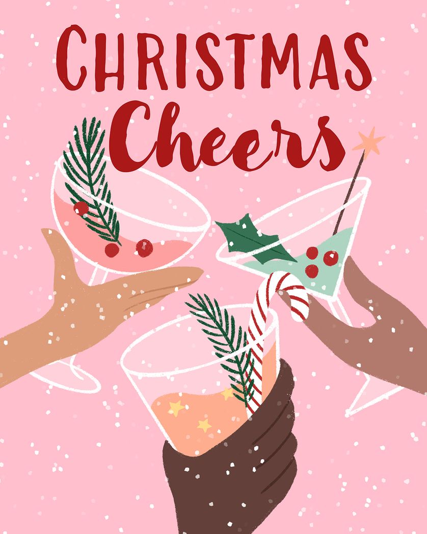 Card design "Chrimbo cocktails - group Christmas ecard"