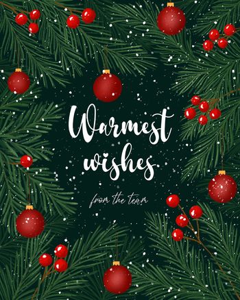 Use Pine and baubles - group Christmas ecard