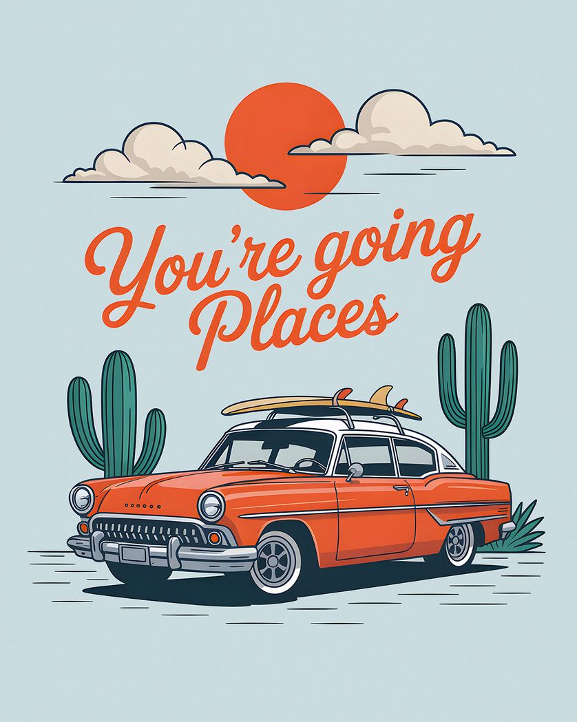 Card design "Road trip - group leaving ecard"