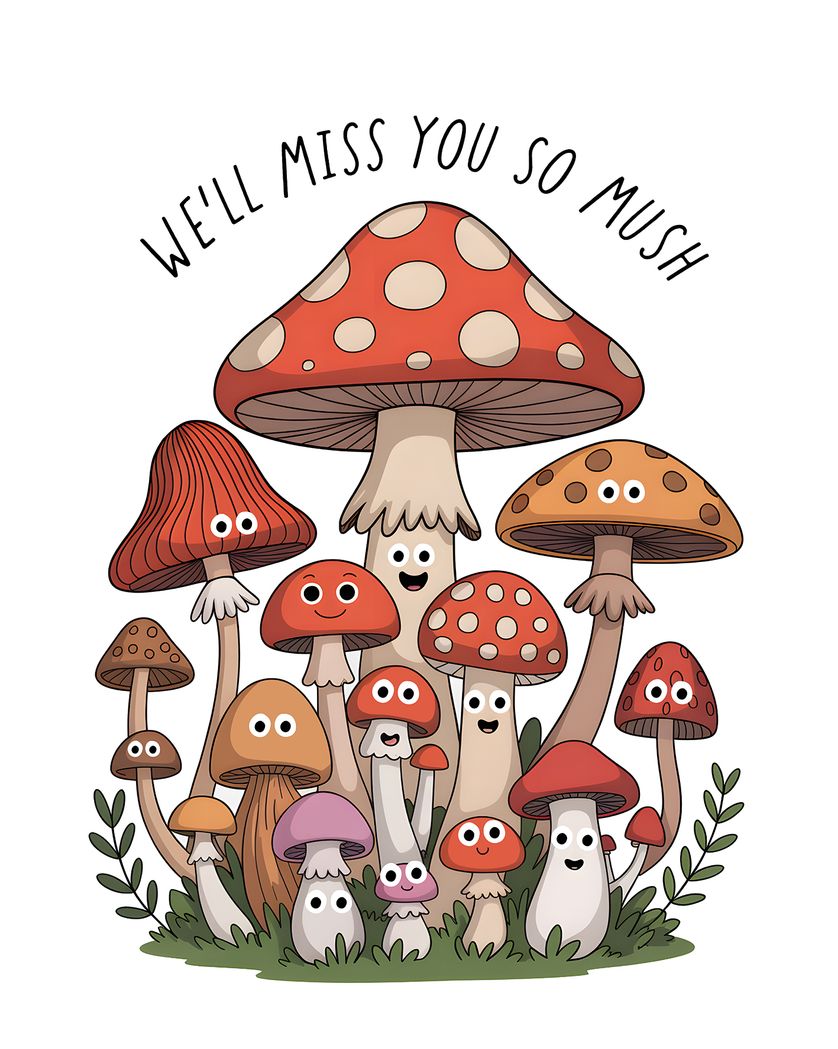 Card design "Spore-tacular goodbye - group leaving ecard"