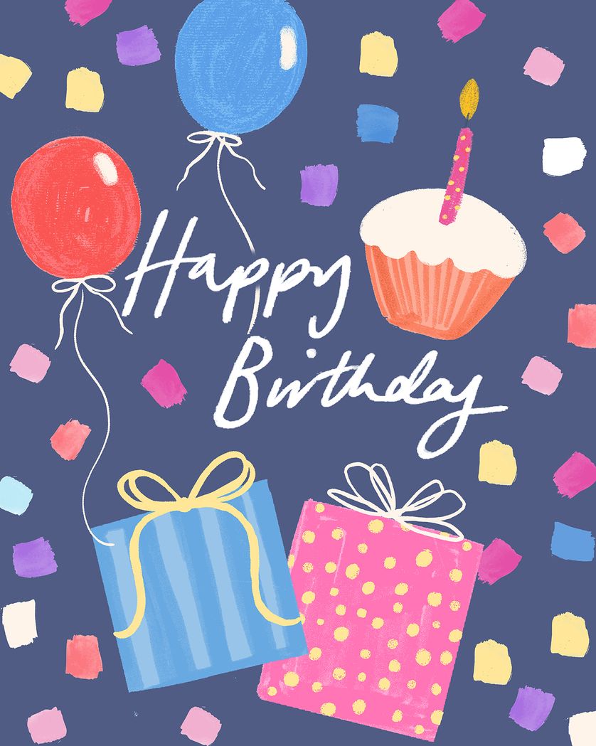 Card design "Purple jamboree - group birthday ecard"