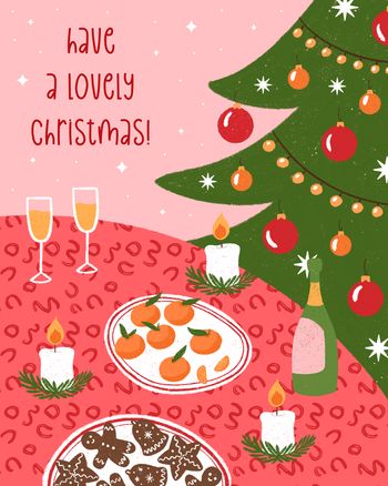 Use Festive table - group Christmas ecard