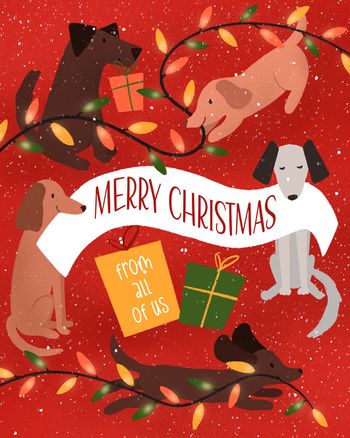 Use Woofy Chrimbo - group festive ecard
