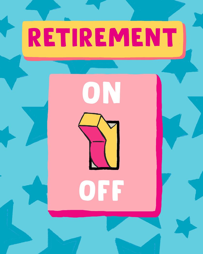 Card design "The big switch - group retirement ecard"