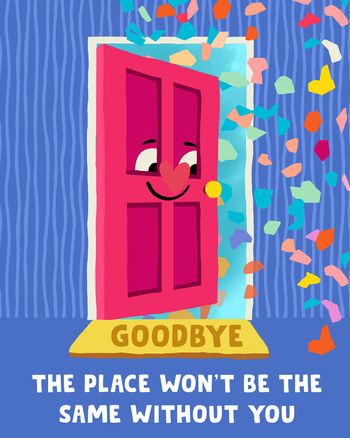 Use Door confetti - group leaving ecard