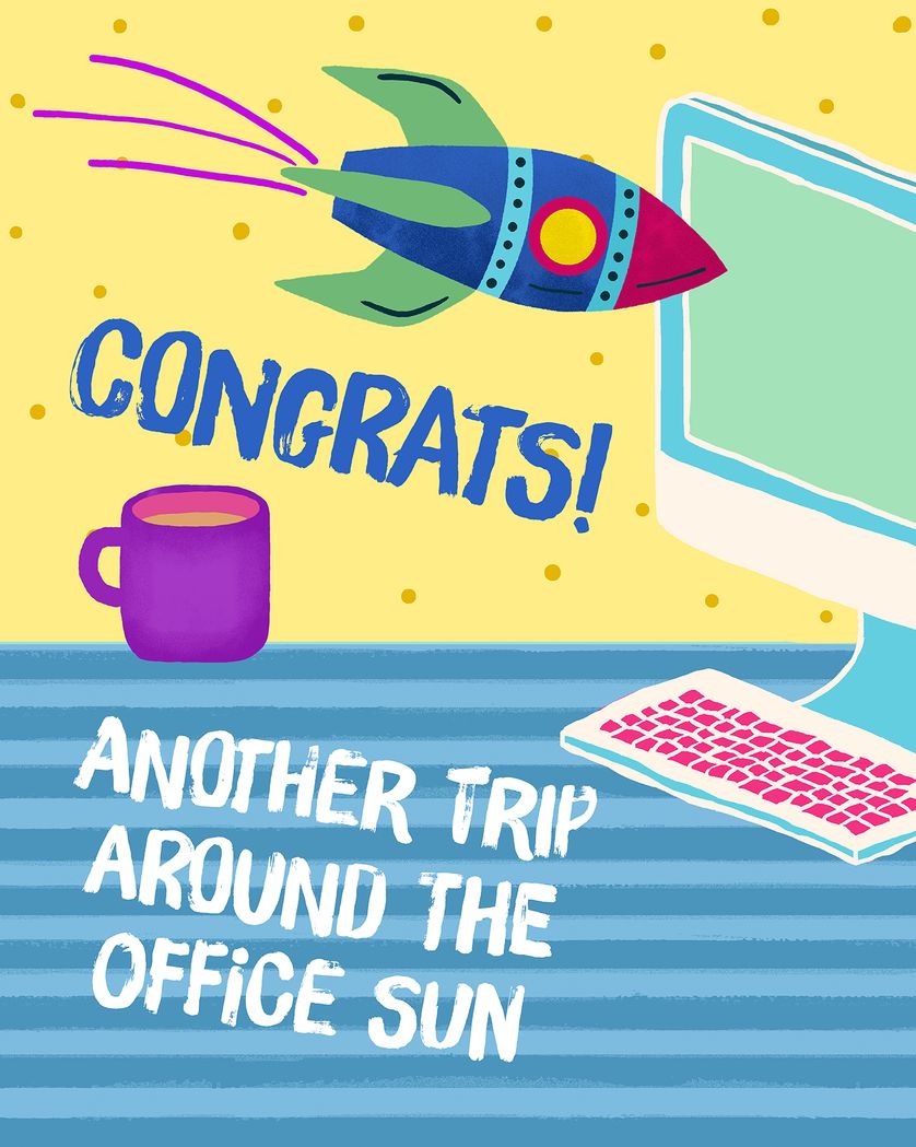 Card design "Rocket trip - group anniversary ecard"