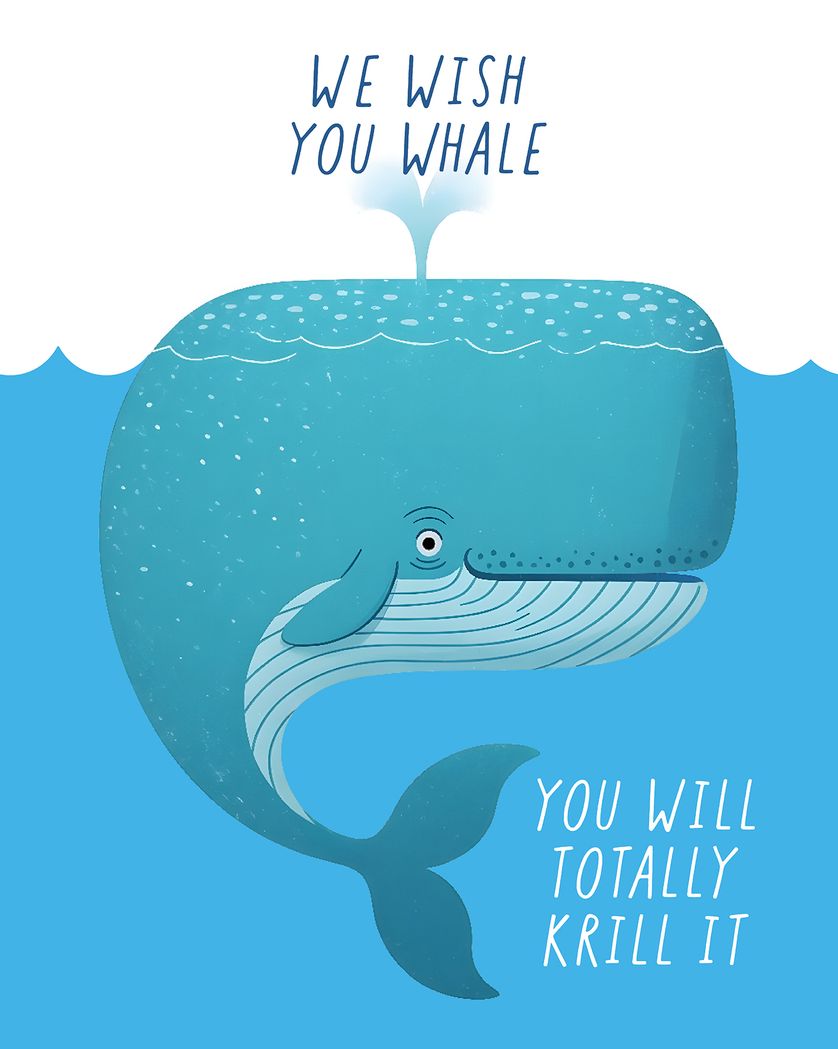 Card design "Whale of a time - group leaving ecard"