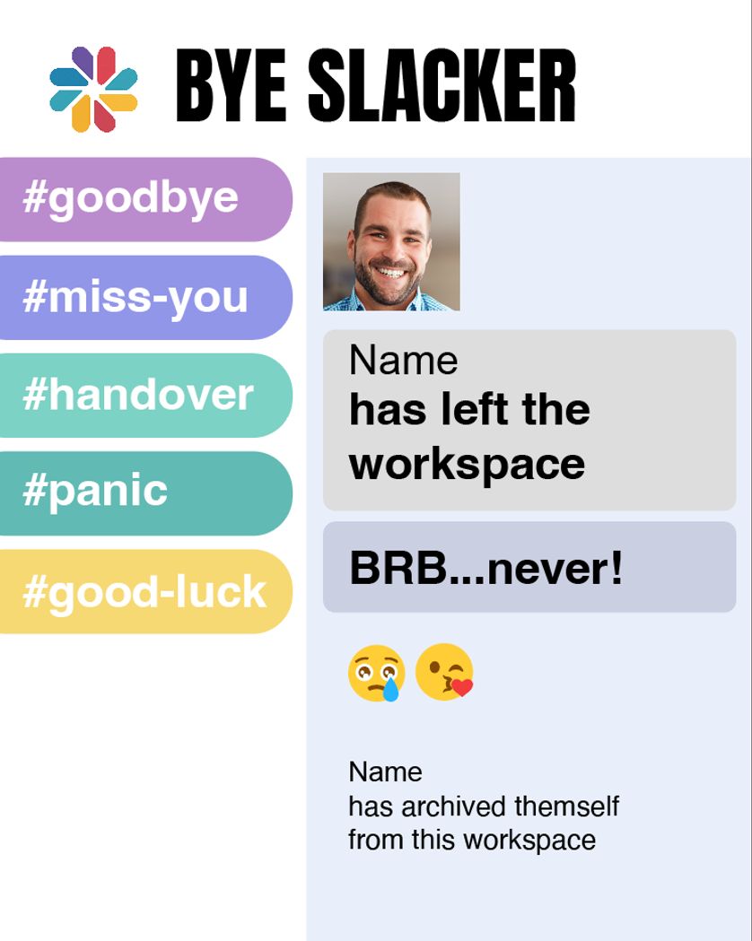 Card design "Slack notification - group leaving ecard"