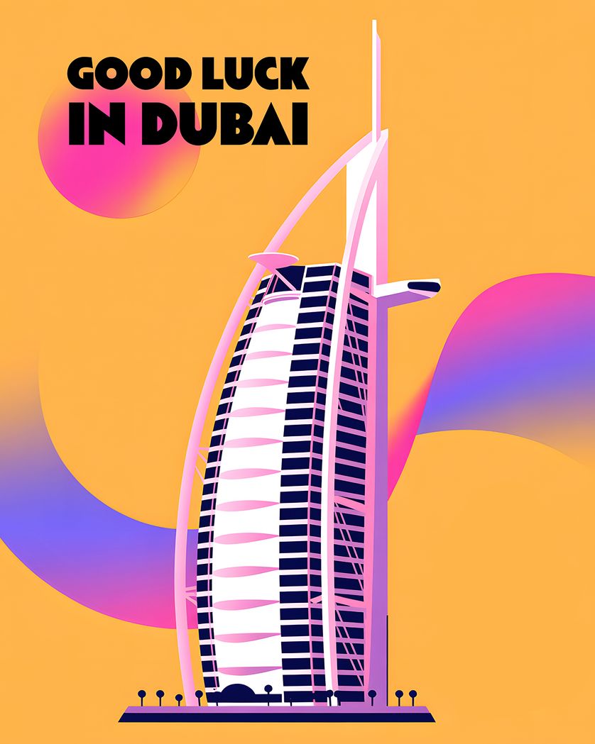 Card design "Burj goodbye - group leaving ecard"